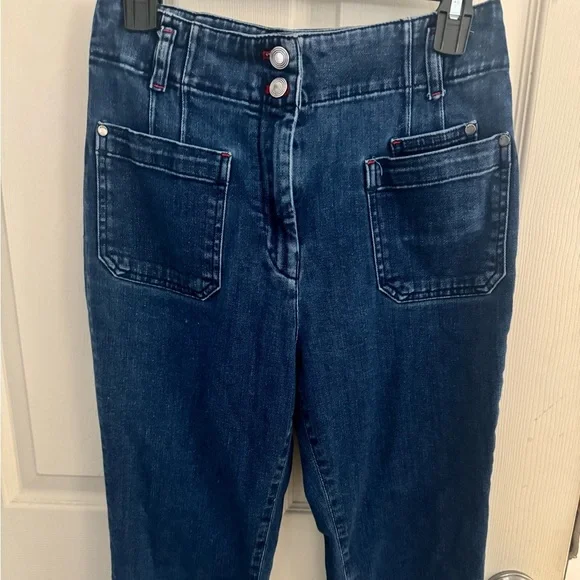 Maeve by Anthropologie Wide-Leg Cropped Denim Pants Size 30 Dark Wash - Picture 2 of 14